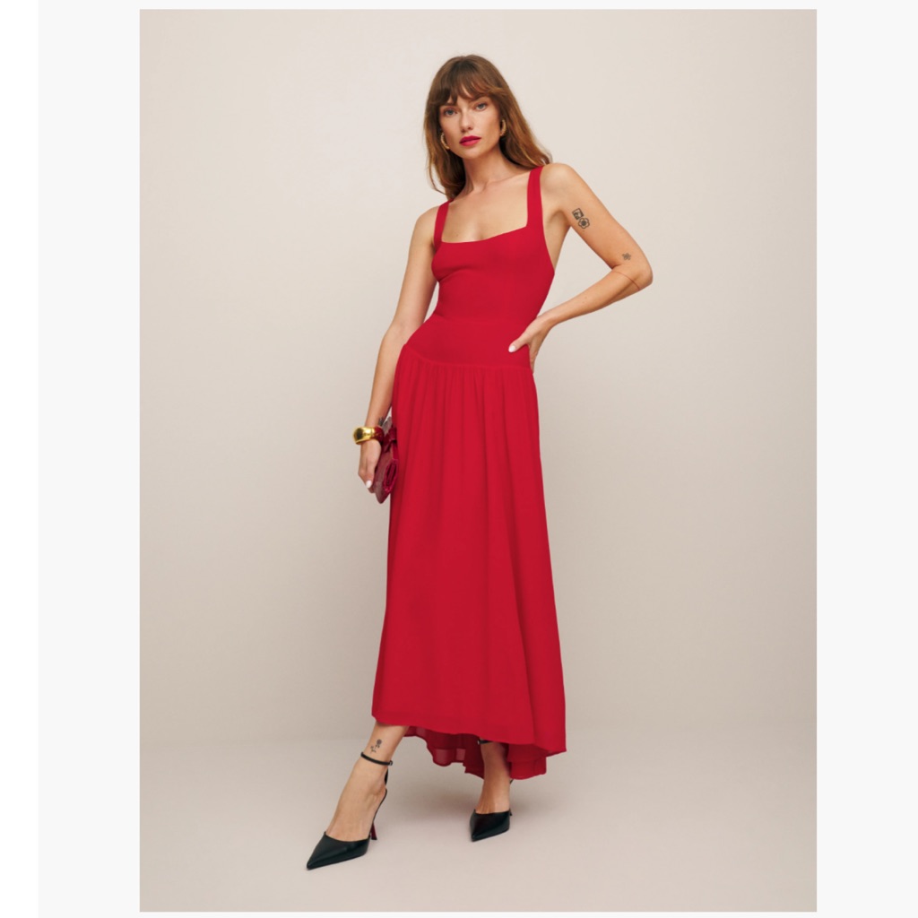 Reformation - Kallie Dress, Size 0 In Poinsettia Red. New With Tags.